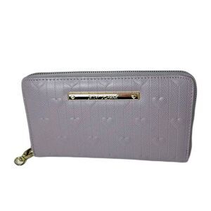 Betsey Johnson NWOT Mauve Gray Vegan Leather Zip Around Wallet Wristlet